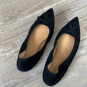 Jcrew black flats with tassel